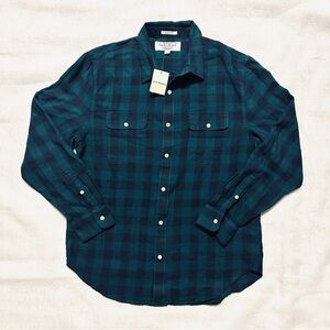 Lucky Brand Teal Checkered Button Down Shirt